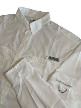 Columbia PFG Men’s L White Long Sleeve Omni-Shade Performance Button-Down Shirt